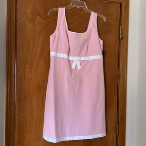 INC pink sleeveless dress with white trim and bow